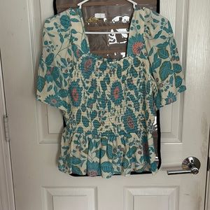 blue and white blouse